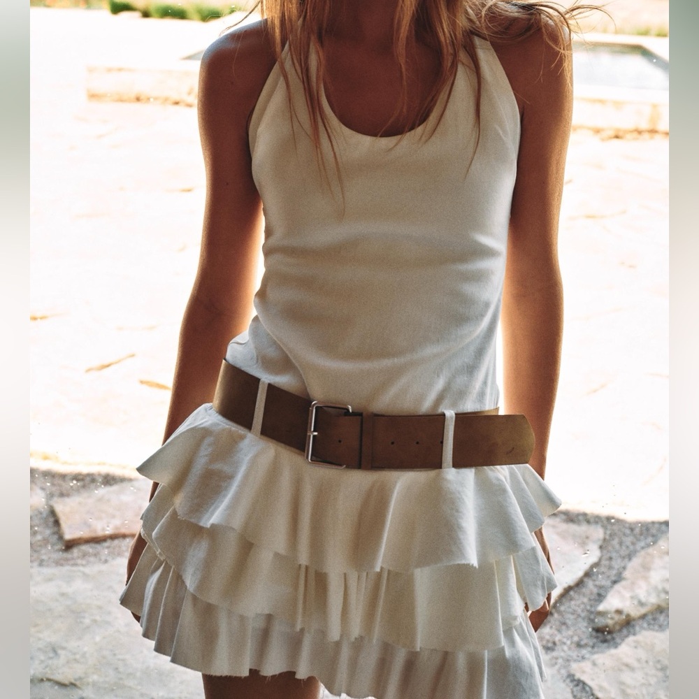 ZARA BELTED RUFFLE DRESS 8342/309 NWT SIZE LARGE